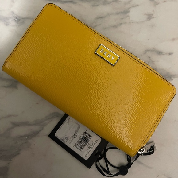 Dkny Bags Dkny Patent Sutton Longzip Yellow Poshmark